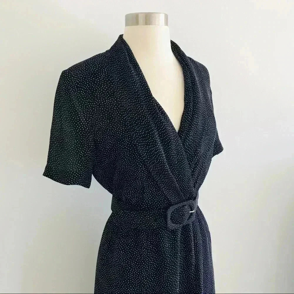 Vintage Liz Claiborne Polka Dot Midi Dress Retro - Picture 3 of 9